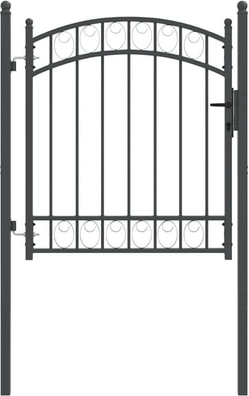 Zauntor mit Schloss Grau 125 x 100 cm Pulverbeschichteter Stahl vidaXL