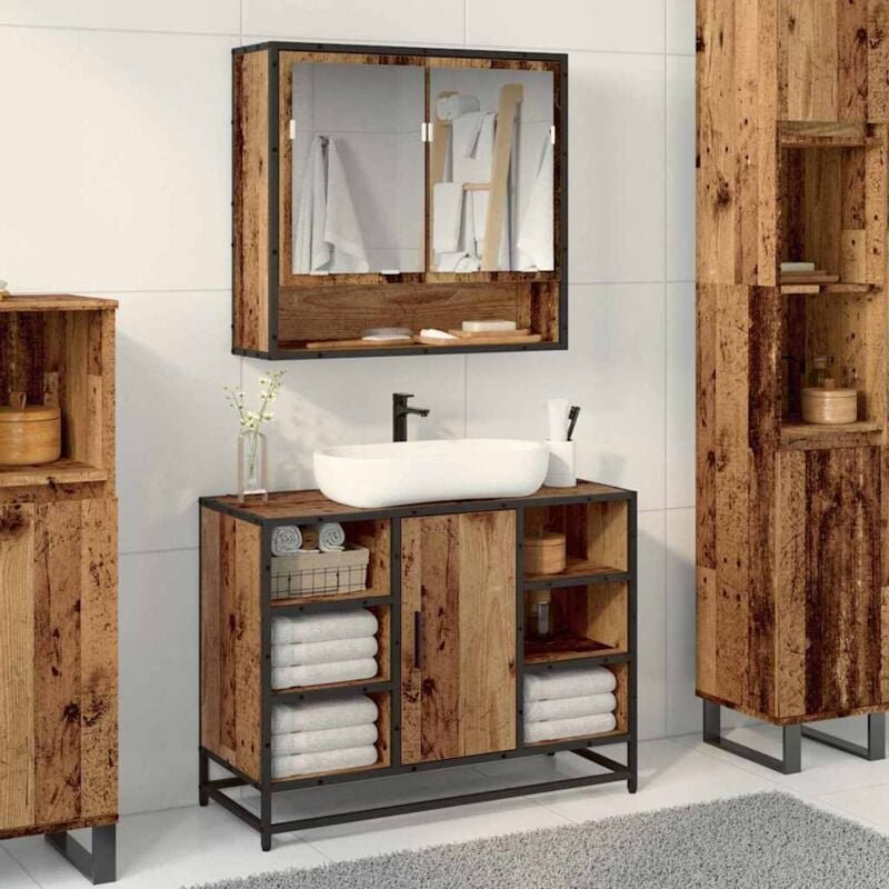 Badezimmer-Spiegelschrank Altholz 65 x 20 x 60 cm Holzwerkstoff vidaXL