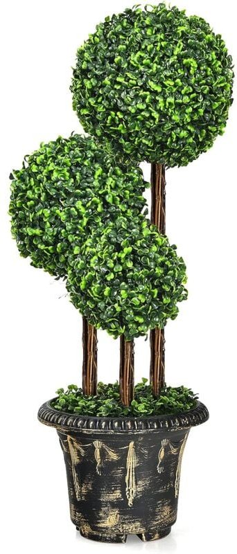 Kunstpflanze 90cm, künstliche Grünpflanzen mit realistischen Blaettern, Kunstbaum mit Topf, Dekopflanze Zimmerpflanze Ku...