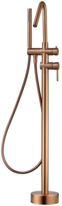 IMEX Rubinetto da bagno aus Messing und Stahl in rosegold gebürstet Keramikkartusche Ø35mm PVC-Flexschlauch Einhebelgrif...