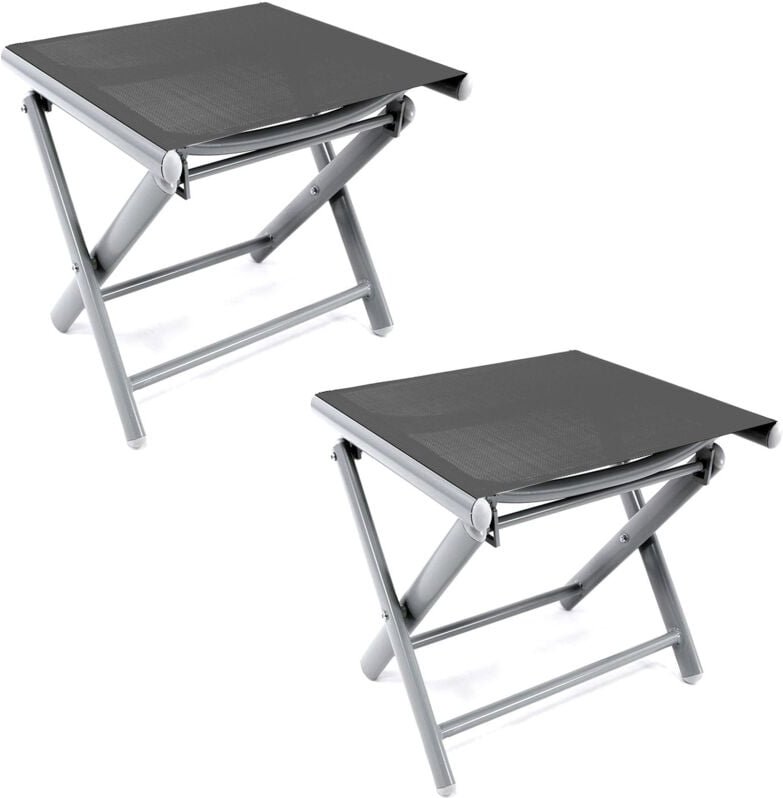 2er Alu Fußhocker klappbar Anthrazit/Schwarz-MMC5001DG-2er
