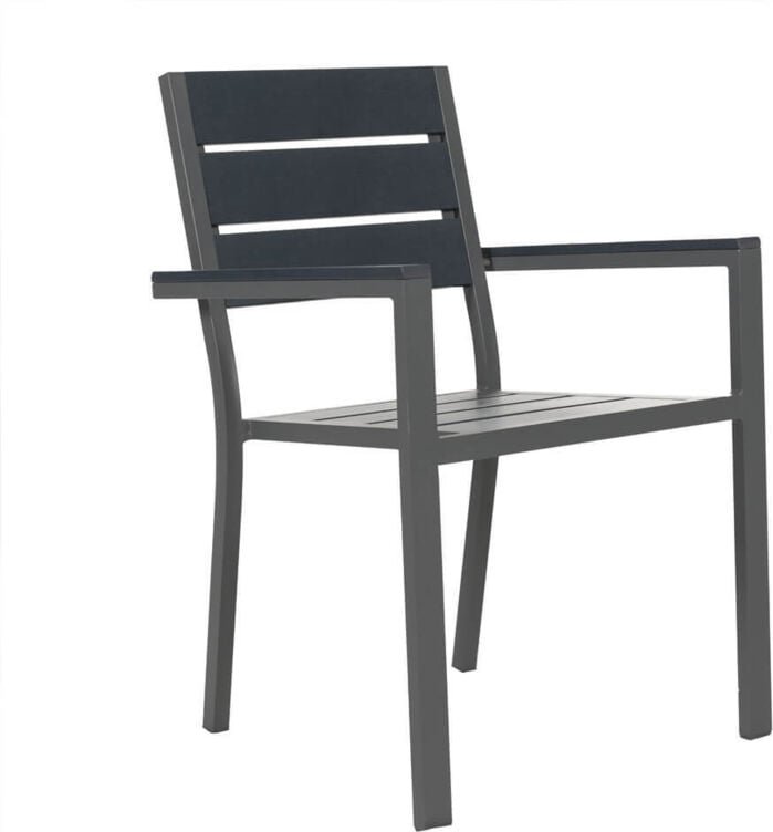 HOME DELUXE - stapelbarer Gartenstuhl Madera - BxTxH: 56,6 x 57,5 x 85 cm - Stückzahl: 3 - Gestell: anthrazit, Sitzfläch...