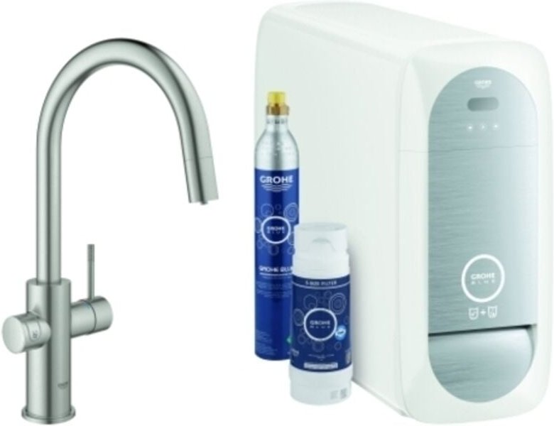 Blue Home - Spültischarmatur Connected, mit Kühleinheit und Wasserfilter, SuperSteel 31541DC0 - Grohe
