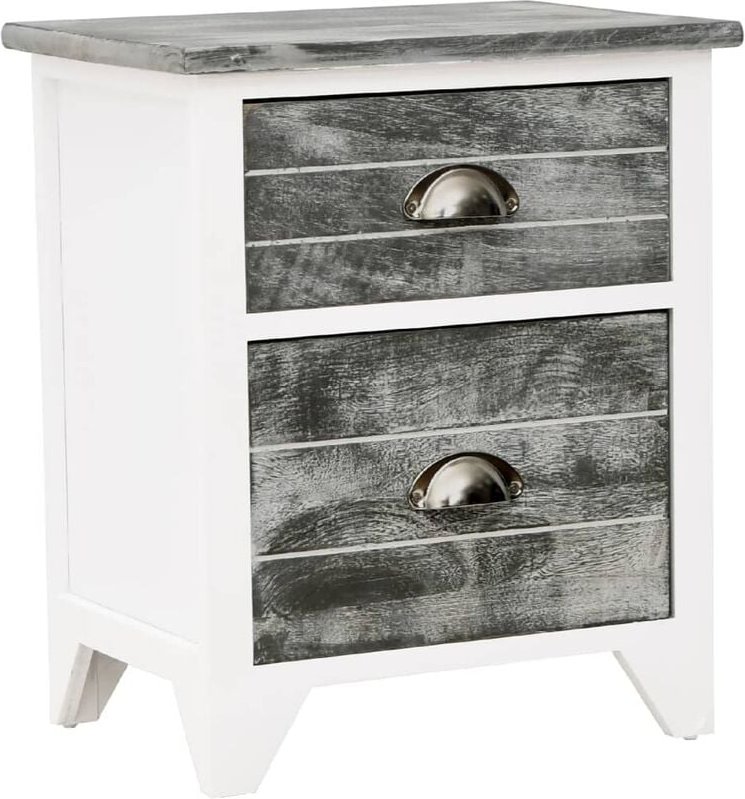 Nachttisch Grau und Weiß 38x28x45 cm Paulownia-Holz Vidaxl