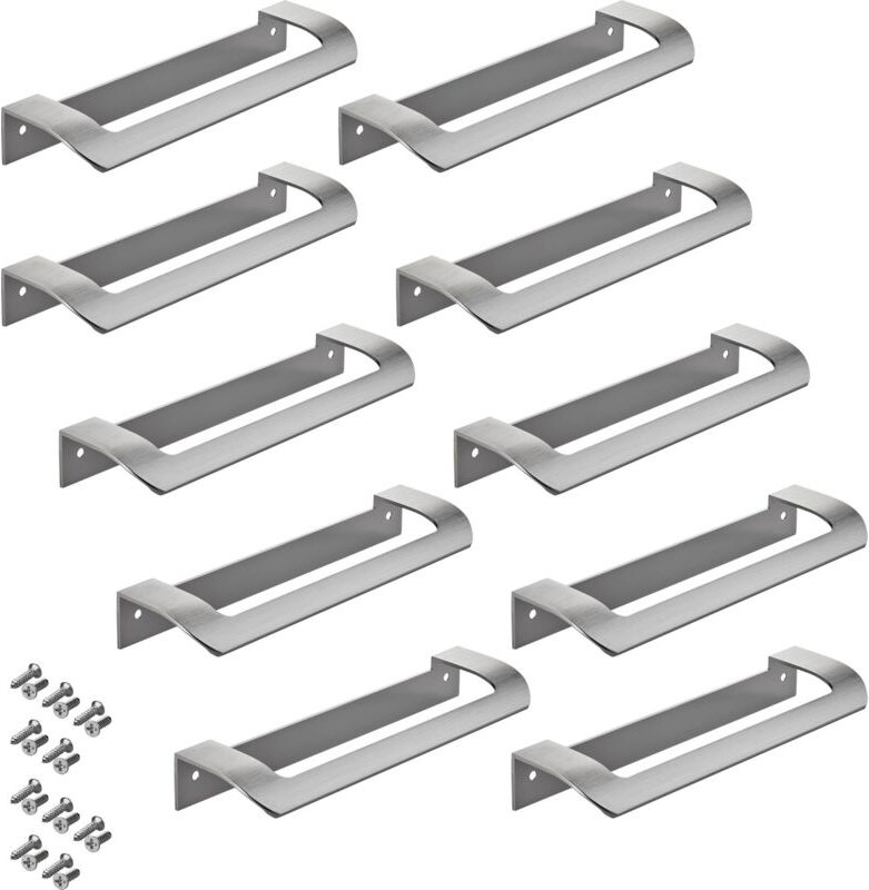 Sotech Möbelgriff lys ba 160 mm Griff für Schränke, Schubladen und Falttüren, Edelstahloptik, 10 Stück