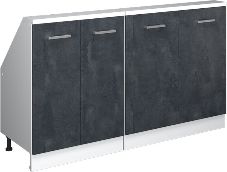 Dachschrägenschrank-Set Rion, Schwarz Beton/Weiß, 2er Set, Vicco