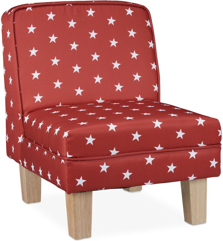 Kindersessel mit Sternen, für Jungen & Mädchen, kleiner Sessel für Kinderzimmer, hbt: 60 x 45 x 52 cm, rot - Relaxdays