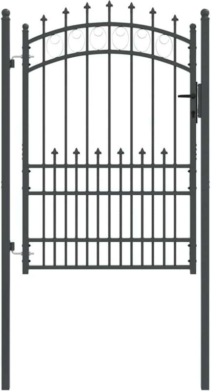 Zauntor mit Spitzen Grau 170 x 100 cm Pulverbeschichteter Stahl vidaXL