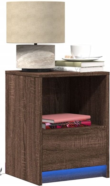 Nachttische mit LED-Leuchten 2 Stk. Braun Eiche Holzwerkstoff Vidaxl