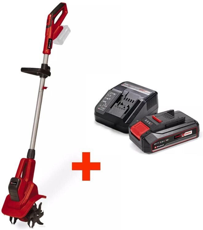 Einhell Akku Bodenhacke GE-CR 18/20 Li E-Solo + 2,5 Ah Akku Starter Kit