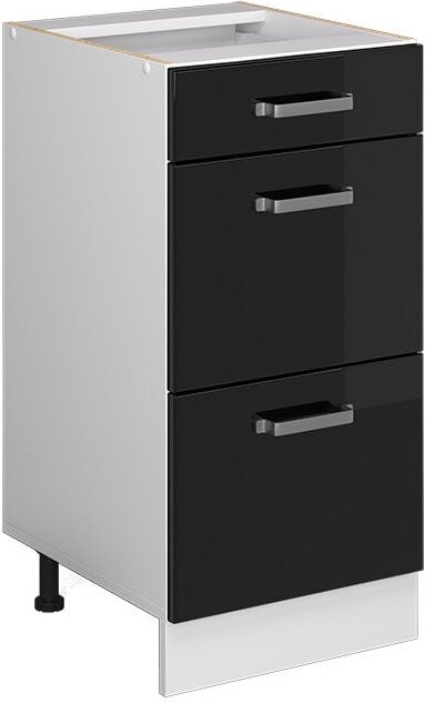 Thumbnail - Küchenschrank R-Line, Schwarz Hochglanz, 40 cm mit Schubladen, ohne Arbeitsplatte Vicco