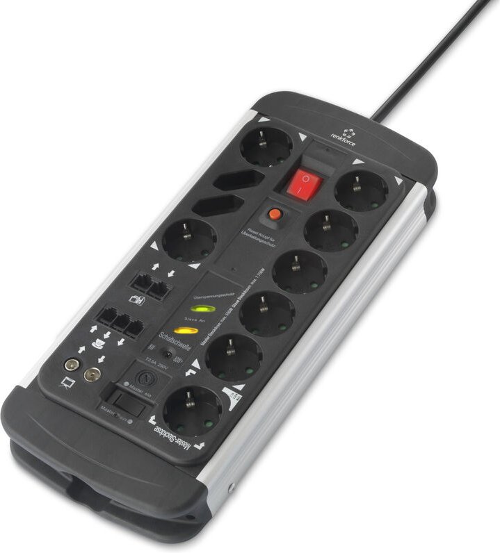 Thumbnail - Renkforce - 1015A-CMB-SXMS Master/Slave-Steckdosenleiste 10fach Schwarz, Aluminium Schutzkontakt 1 St.