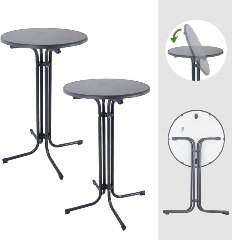2x Stehtisch klappbar Ø 80 cm Höhe 110 cm Stahl Gastrotisch Partytisch Bistrotisch Gartentisch