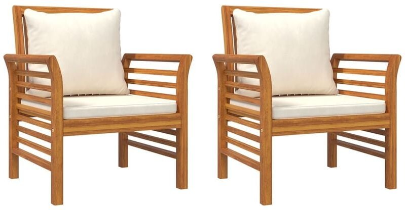 Vidaxl - Gartensessel mit Cremeweißen Kissen 2 Stk. Massivholz Akazie