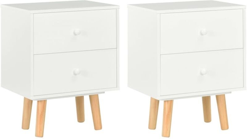 Nachttische 2 Stk. Weiß 40 x 30 x 50 cm Kiefer Massivholz vidaXL