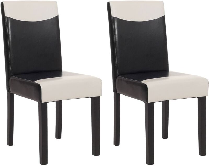 2er-Set Esszimmerstuhl Küchenstuhl Stuhl Littau schwarz-weiß, dunkle Beine