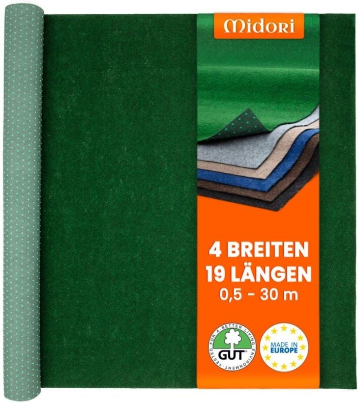 Midori - Rasenteppich 133 x 600 cm Grün mit Noppen Kunstrasen Teppich Balkon Terrasse Outdoor