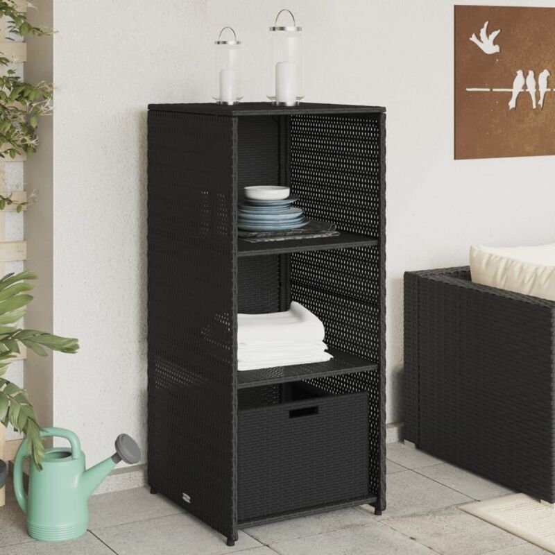 Gartenschrank Schwarz 50x55x115 cm Poly Rattan - Vidaxl