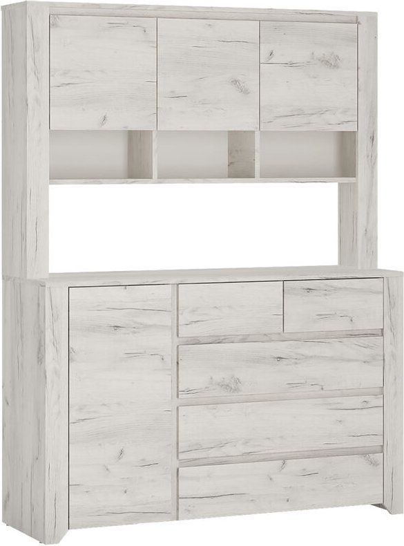 Kommode mit Aufsatz 2-teilig AMANTEA-129 in weiß Eiche