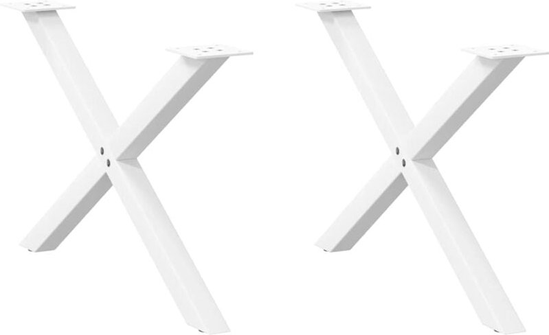 Couchtischbeine X-Form 2 Stk. Weiß 70x(42-43) cm Stahl Vidaxl