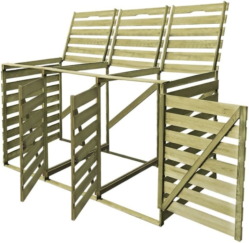 Mülltonnenbox für 3 Tonnen 240 l Imprägniertes Holz Vidaxl