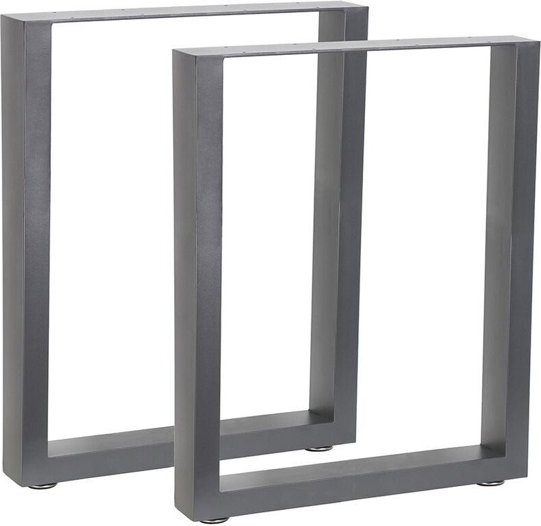 Melko - 2x Tischuntergestell 60x72 cm Möbelbein Grau Bankkufen Stahl Tischbeine