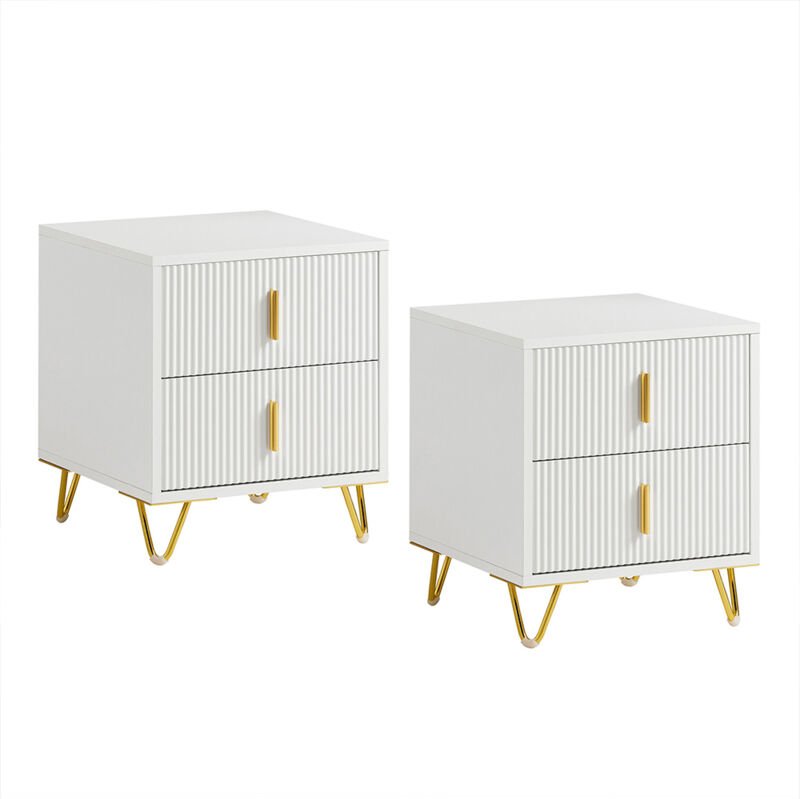 Set de 2 Mesa Auxiliar Mesita de Noche Mobiliario de Salón Moderno con 2 cajones L40xP40xH47 cm FBT115-Wx2 SoBuy ES