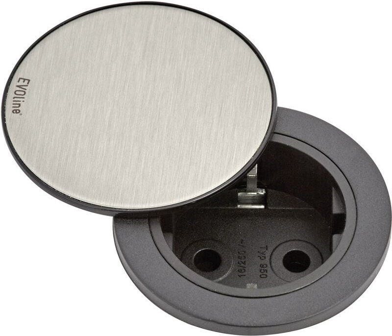 EVOline 159280003900 Einbau-Steckdosenleiste 1fach Edelstahl, Schwarz 1 St.
