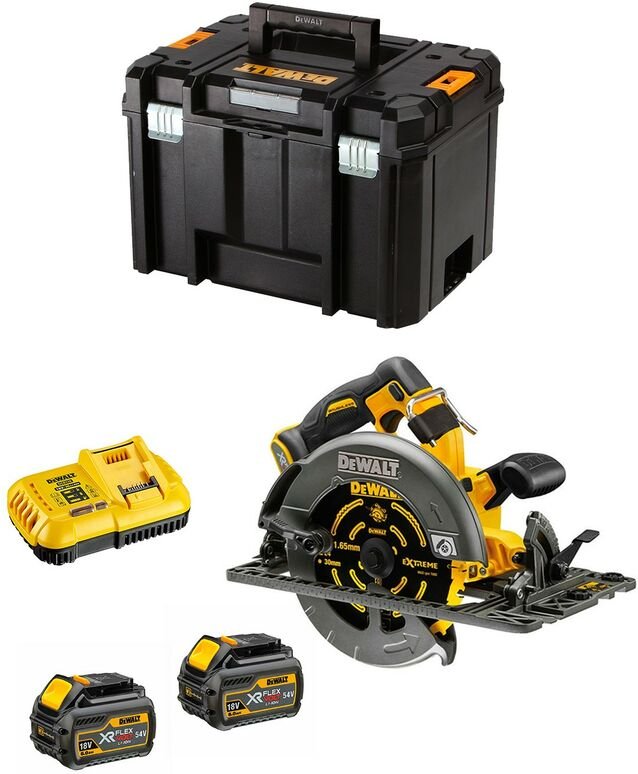 DeWALT Werkzeuge - 54V Akku-Handkreissäge 190 mm, 2x Akku 6,0 Ah FLEXVOLT, Ladegerät DCS579T2