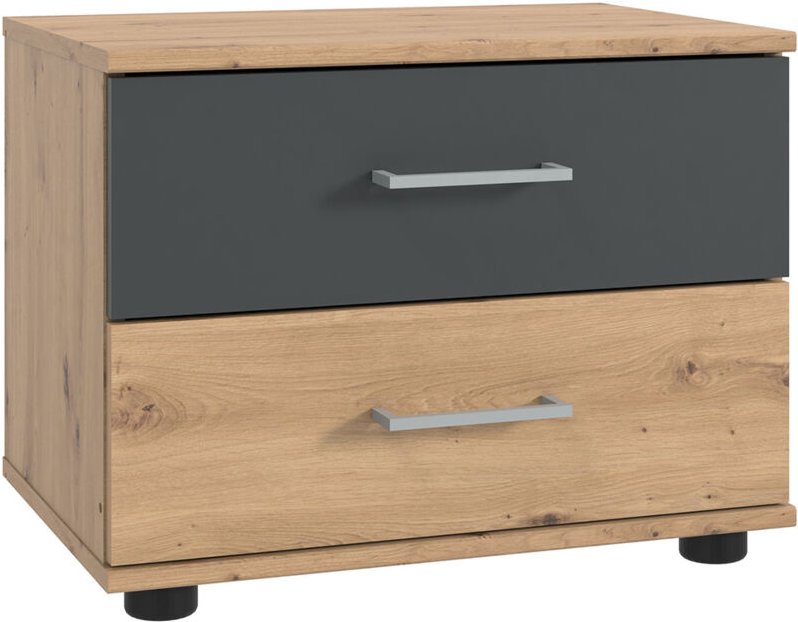 Nachttisch 52 cm breit modern in Eiche mit graphit TREVISO-43