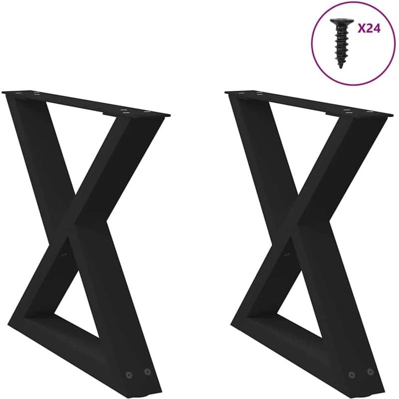 vidaXL Couchtischbeine 2 Stk. Schwarz 50x(42-43,3) cm Stahl