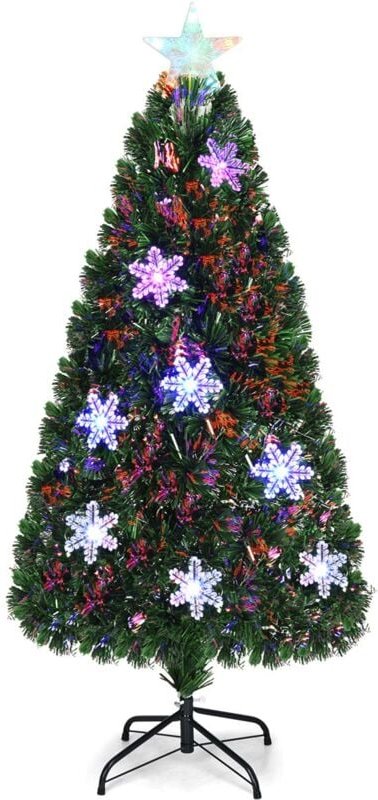 150cm led Künstlicher Weihnachtsbaum mit Glasfaser-Farbwechsler und Sternspitze, Tannenbaum pvc Nadeln, Christbaum ideal...