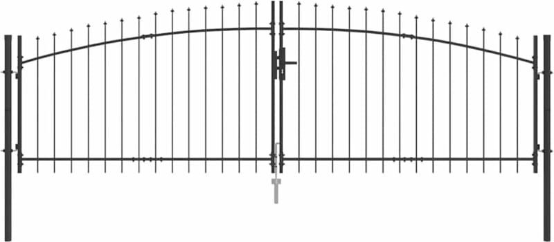 Gartentor mit Schloss Grau 125 x 400 cm Stahl vidaXL