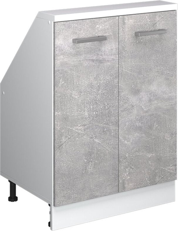 Thumbnail - Dachschrägenschrank Rion, Beton/Weiß, mit 2 Türen, Vicco