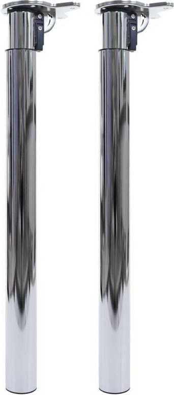 2er-Set Tischbein HHG-042 für Schreibtisch Tischfuß klappbar Drehmechanismus höhenverstellbar 70-110cm Edelstahl-Optik