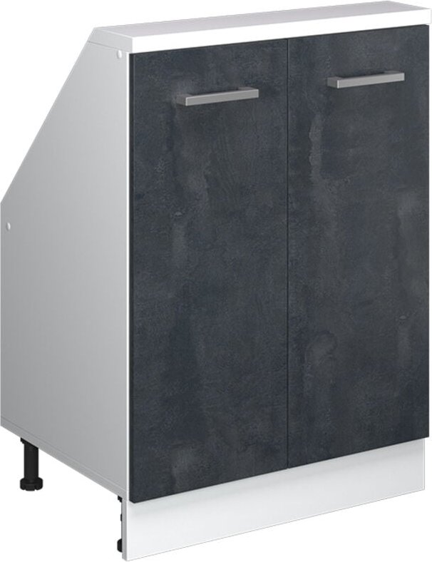 Dachschrägenschrank Rion, Schwarz Beton/Weiß, mit 2 Türen, Vicco