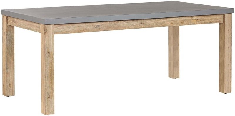 Tisch Grau / Heller holzfarbton Faserzement / Akazienholz 180 x 90 cm Indoor & Outdoor Garten Schlafzimmer Wohnzimmer