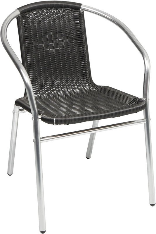 Mojawo - Bistro Stapelstuhl Aluminium / Rattan schwarz-M537481-MC4601