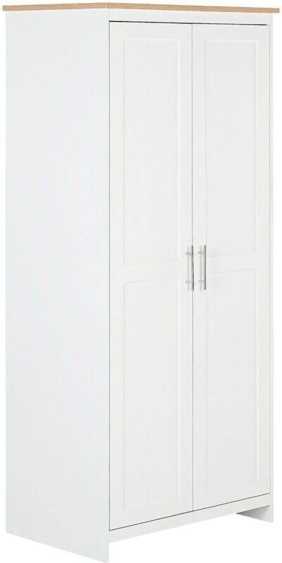 Thumbnail - Kleiderschrank Weiß Faserplatte 52 x 79 x 180 cm mit 2 Türen 2 Herausnehmbaren Fächern und Kleiderstange Wohnzimmer Schl...