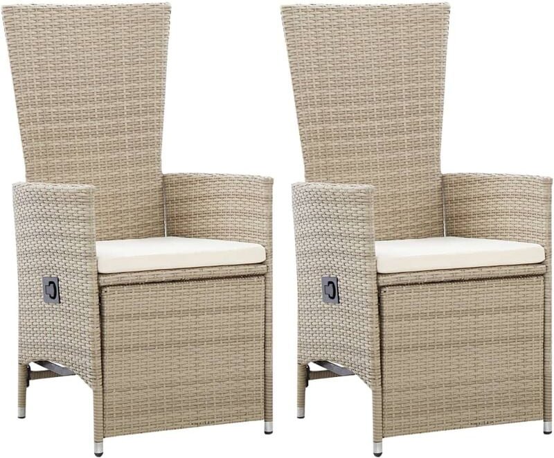 Vidaxl - Garten-Liegestühle 2 Stk. mit Auflagen Poly Rattan Beige