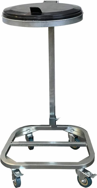 Müllsackständer mit Deckel und 4 Rollen Metall Müllsackhalter 120 Liter Stabiler Müllsack Ständer - Verzinkter Stahl Mül...