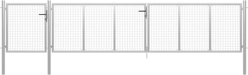 Gartentor Stahl 500x75 cm Silber vidaXL