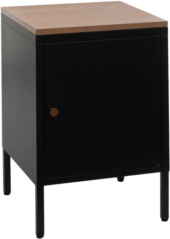 Nachttisch HHG 923, Nachtschrank Kommode Beistelltisch Schrank, Metall 63x40x40cm, Melaminbeschichtet schwarz