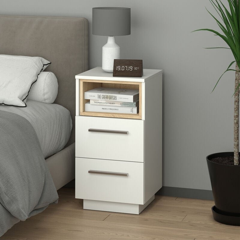 Nachttisch Beatrice, Weiß, 36 x 68 cm Vicco