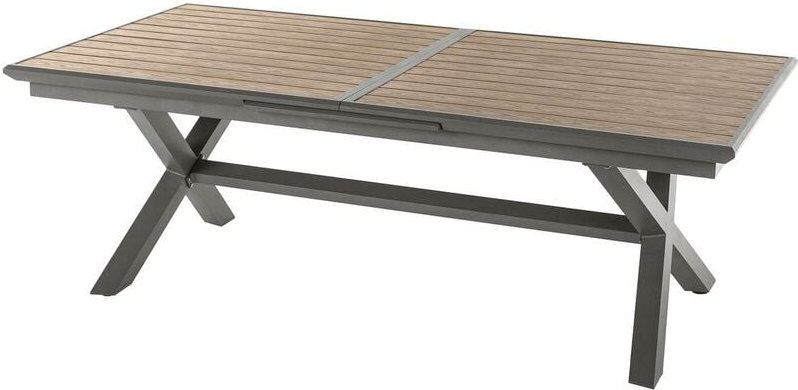 Ausziehbarer Gartentisch in Holzoptik Axiome in Honiggelb und Pralinenbraun - 10 Plätze - Hespéride