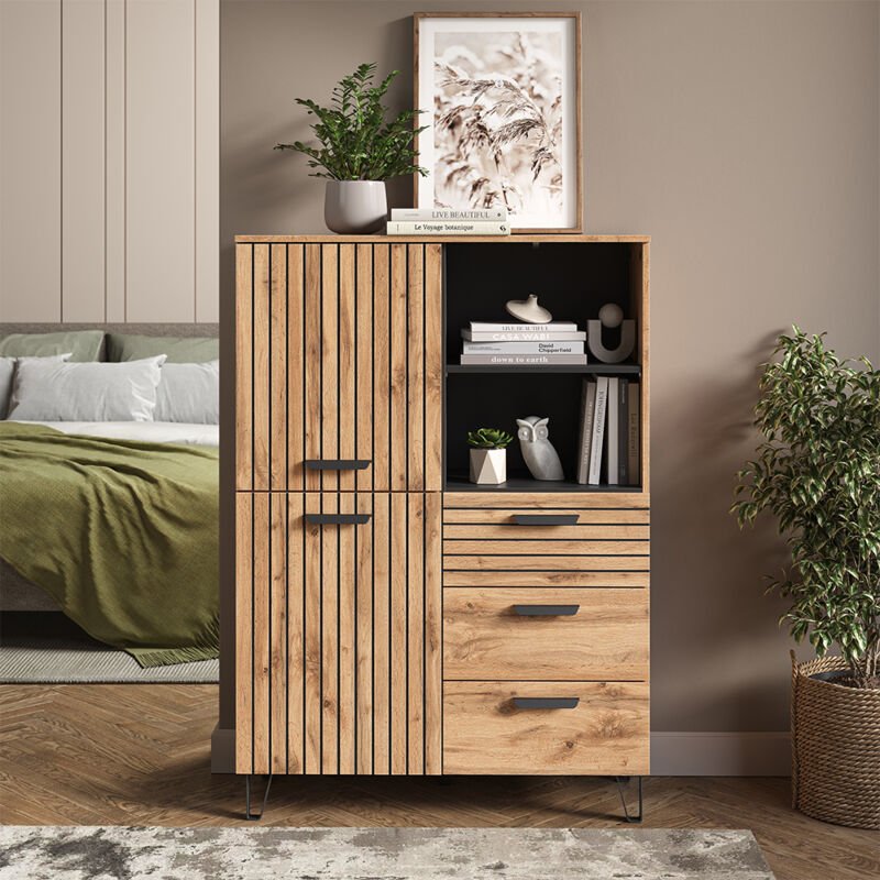 Garderobe Amber, Eiche Wotan, 100 x 142 cm, Vicco