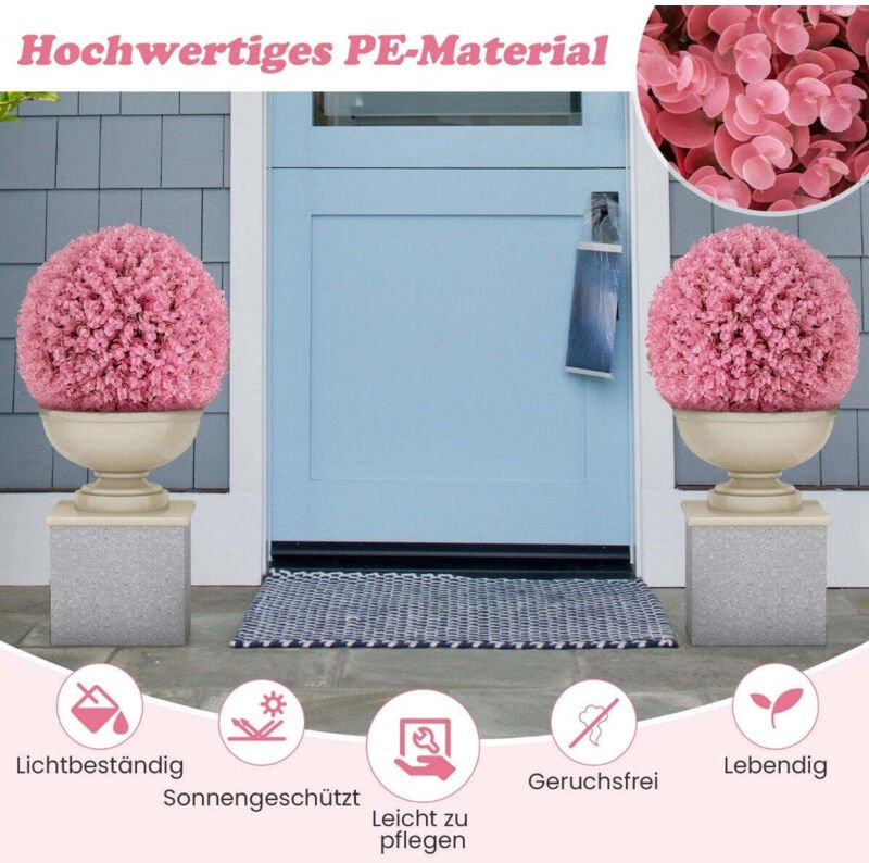 Northix - 2er buchsbaumkugel 44 cm kunstpflanze eukalyptus buchsbaum kugel graskugel pflanzenkugel rosa