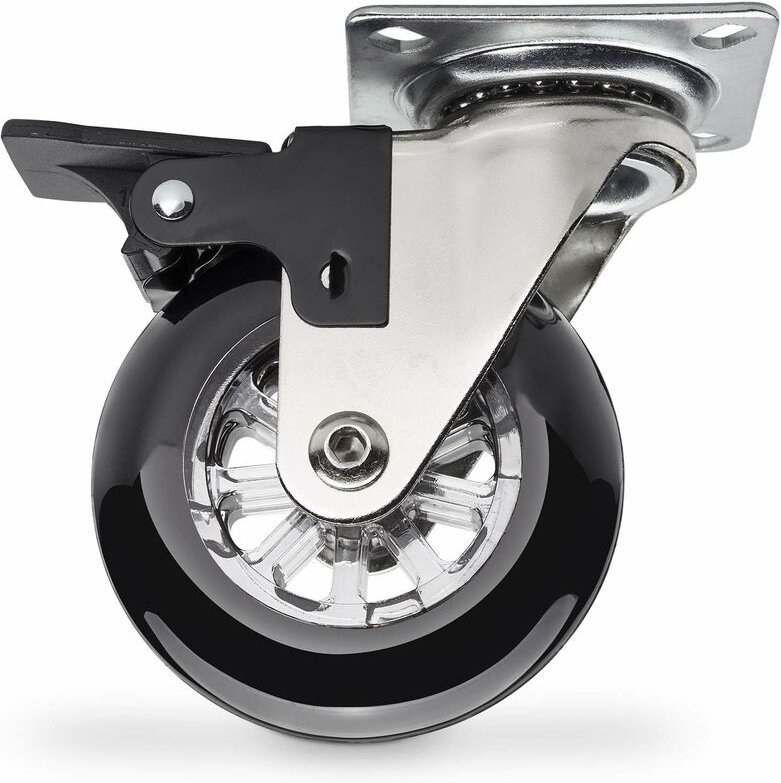 So-tech - 4er Pack - Möbelrolle swift ø 75 mm Tragkraft bis 35 Kg je Rolle Schwarz mit Feststeller