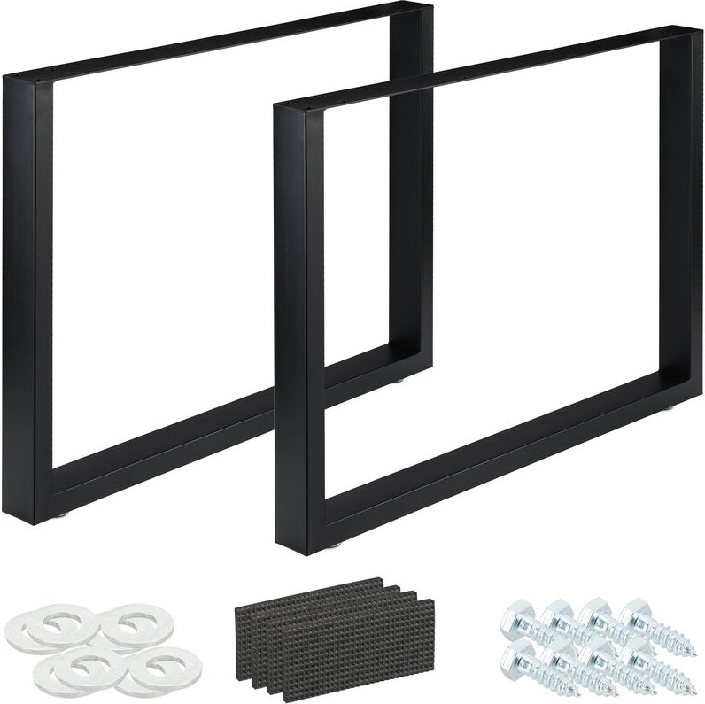 Relaxdays Tischkufen 2er Set, BxH: 100x72 cm, Metall Tischbeine Schreibtisch, Esstisch, Couchtisch, Industrial, schwarz