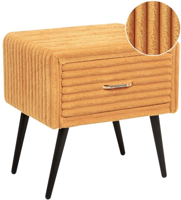 Nachttisch Orange Cord 38x46x49 cm mit Metallgestell Schwarz 1 Schublade Rechteckig Aufbewahrung Modern Glamourös Möbel ...